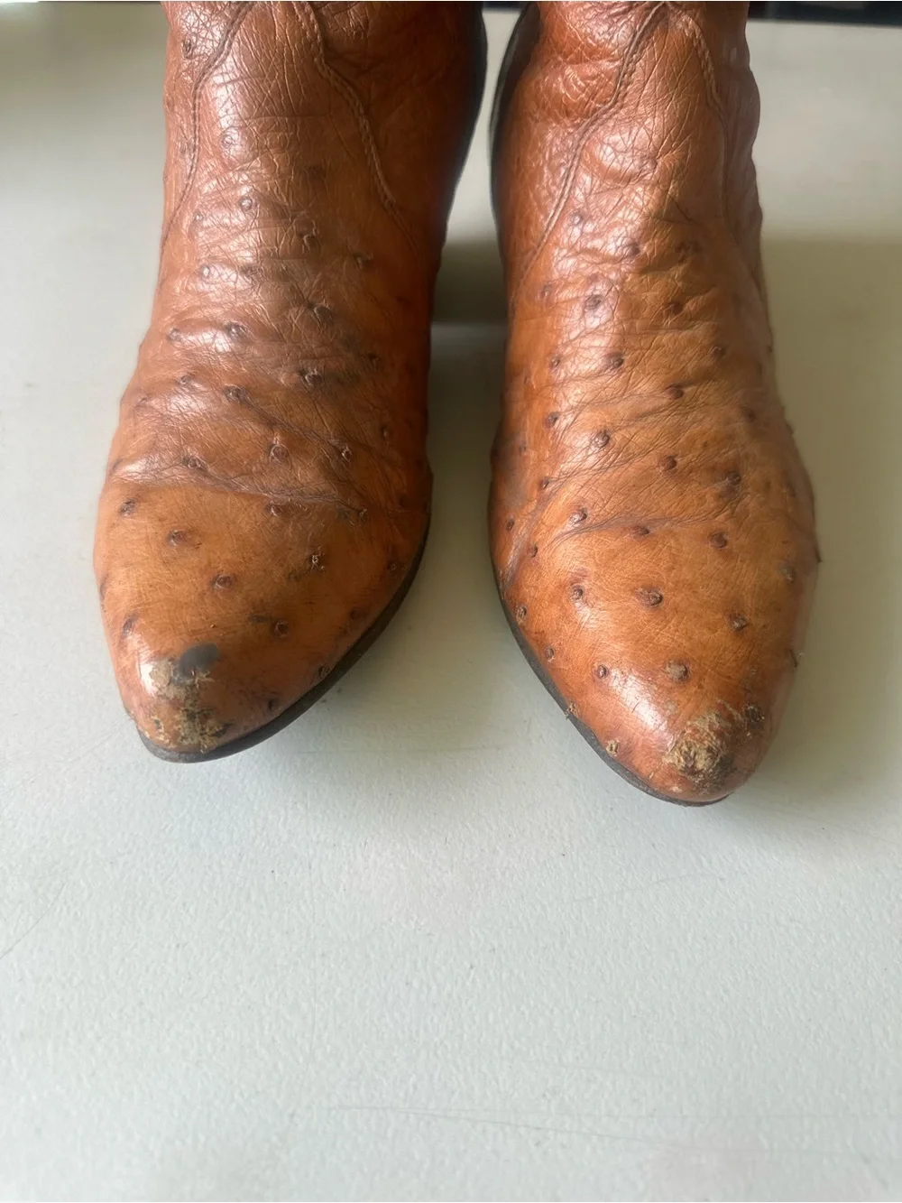 Brown Leather Pointed Ankle Boots with Low Heel